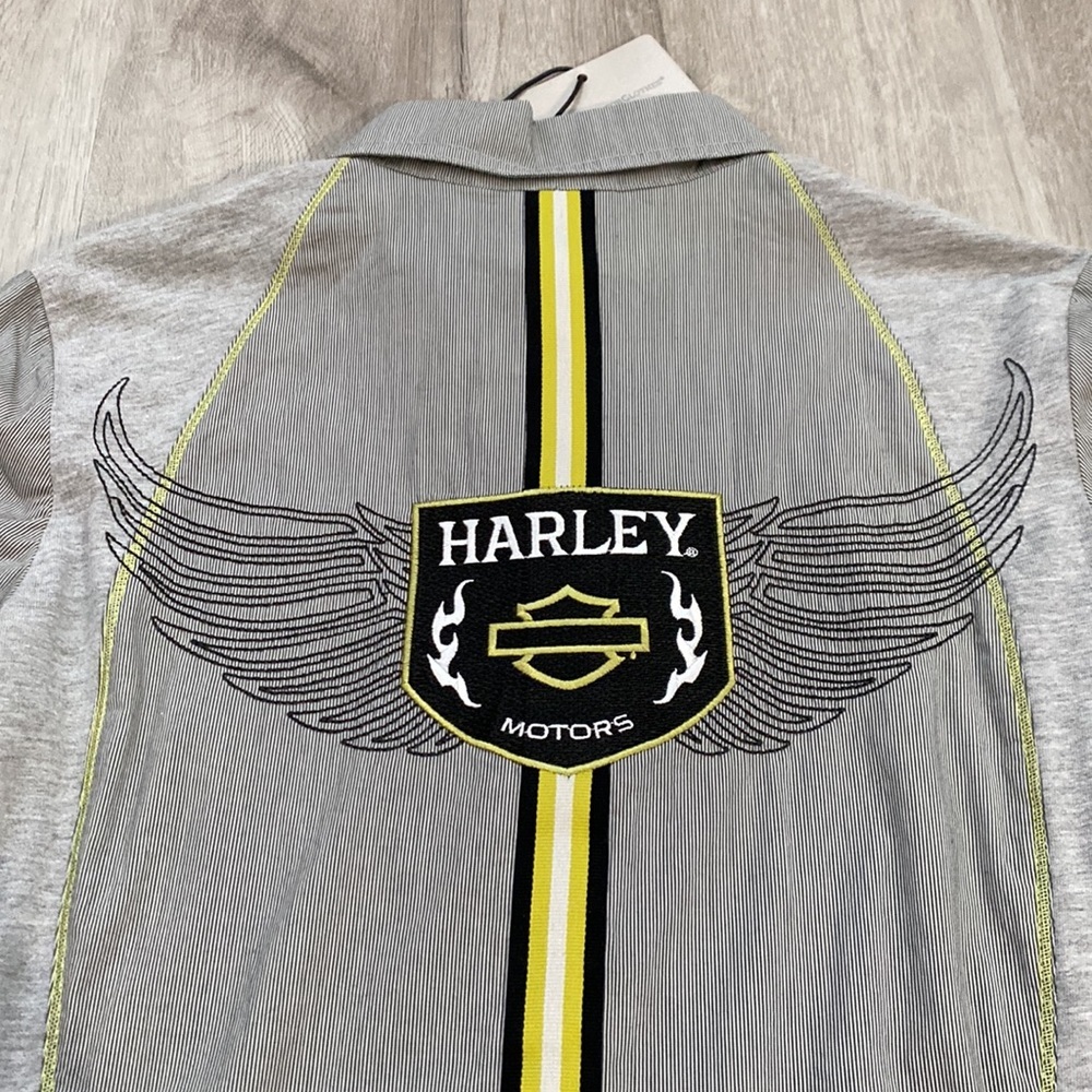 Harley-Davidson Ribbon Detail Knit and Woven Stripe Long Sleeve Shirt - XS - Picture 9 of 11